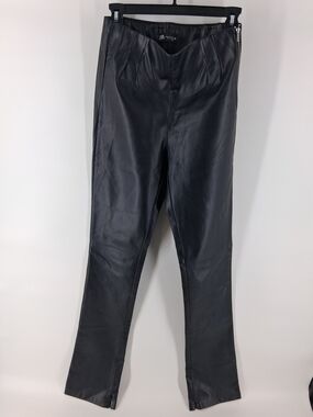 Zara Black Faux Leather Straight-Leg Pants